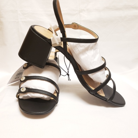 Womens Open Slip On Heels Black 2.5" Height NEW - Picture 2 of 7